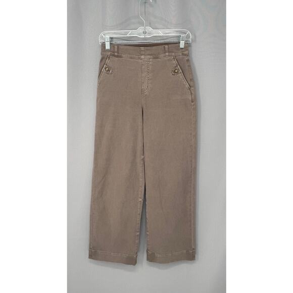 Spanx Pants Womens Small Brown Wide Leg Cropped High Rise Pull On Trousers - Picture 1 of 16